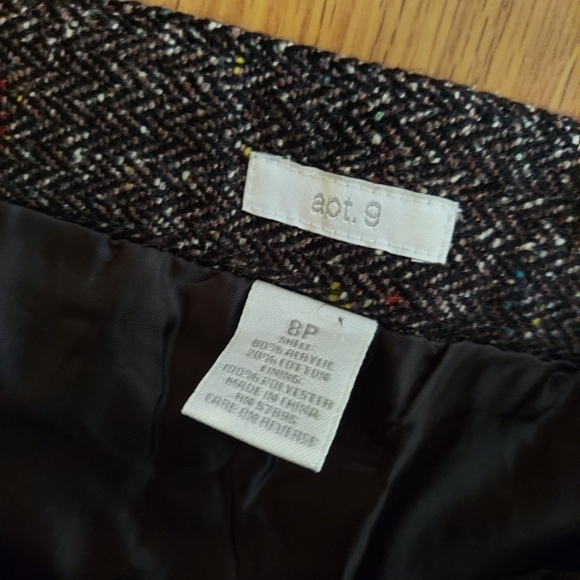 Apt 9 Womens Skirt 8P Brown Ruffle Lined Tweed Business Casual Short Knit Pleat - Picture 4 of 7